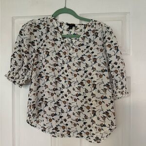 Ann Taylor Floral Top with Green and Blue Accents